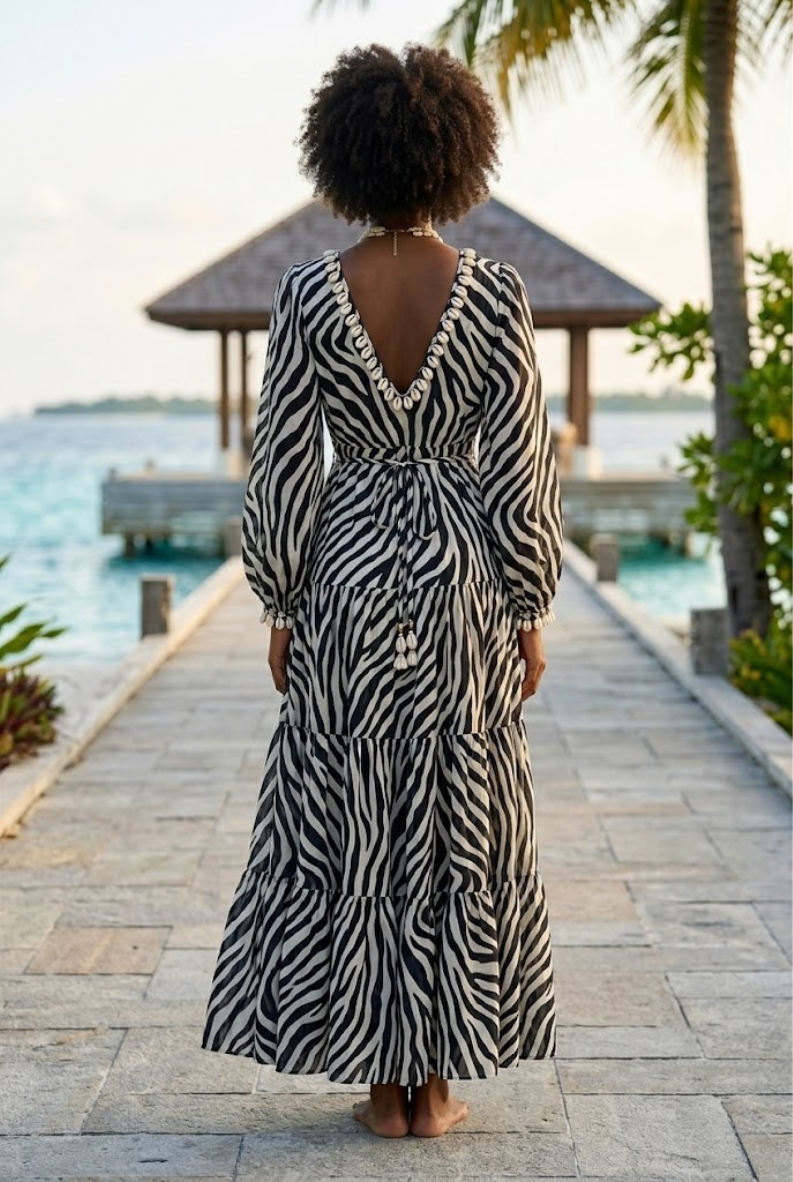 Serenita Resort Cover-Up — Ivory Zebra