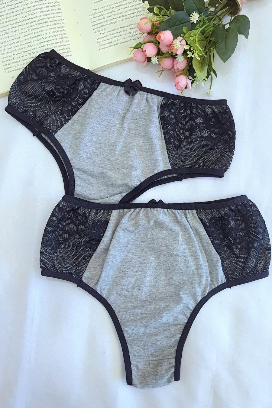 Wide Side Cotton Panty with Lace Panels - Panties Collection