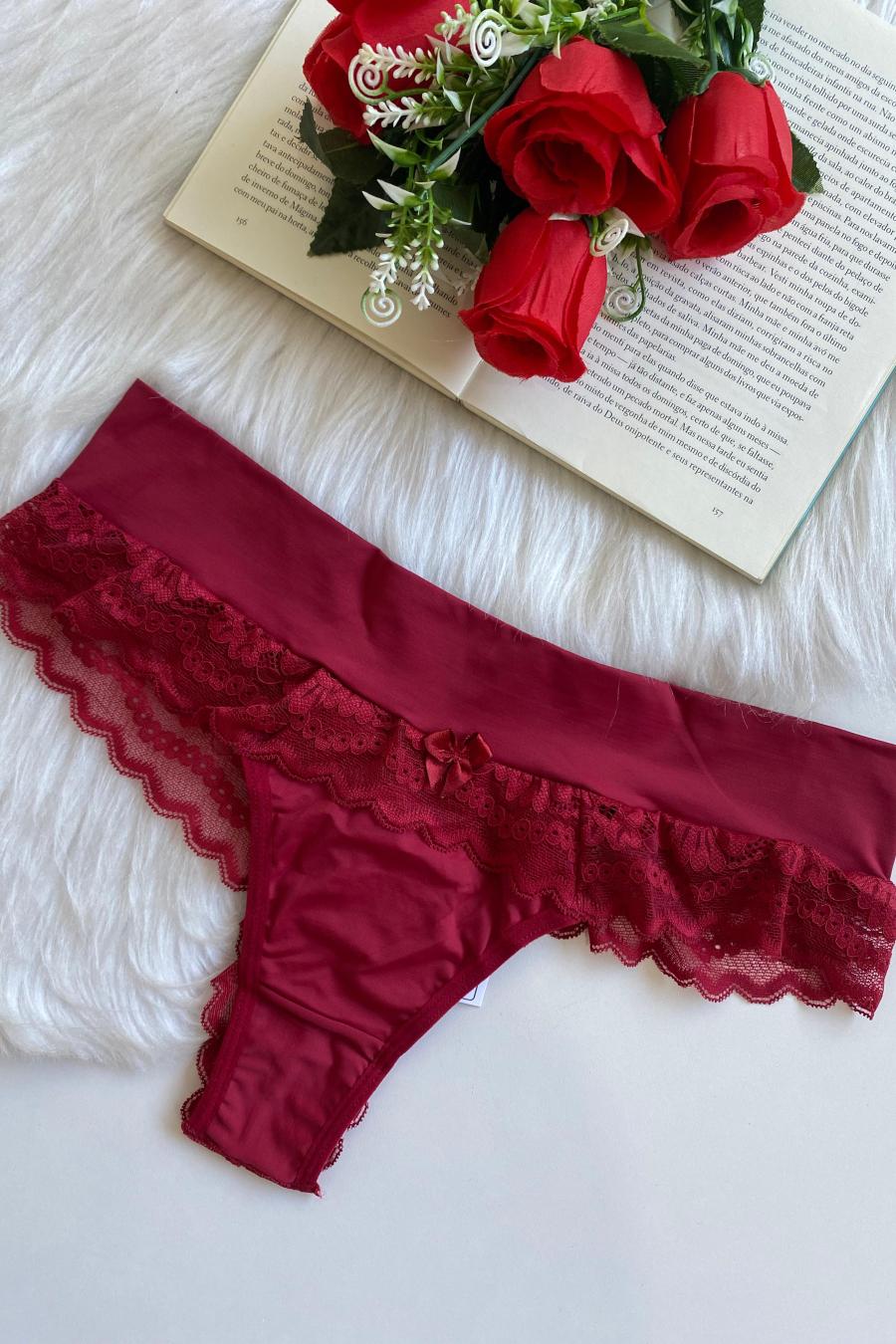 Zivelle Satin Lace Panty – Crimson Rose - Plus Size