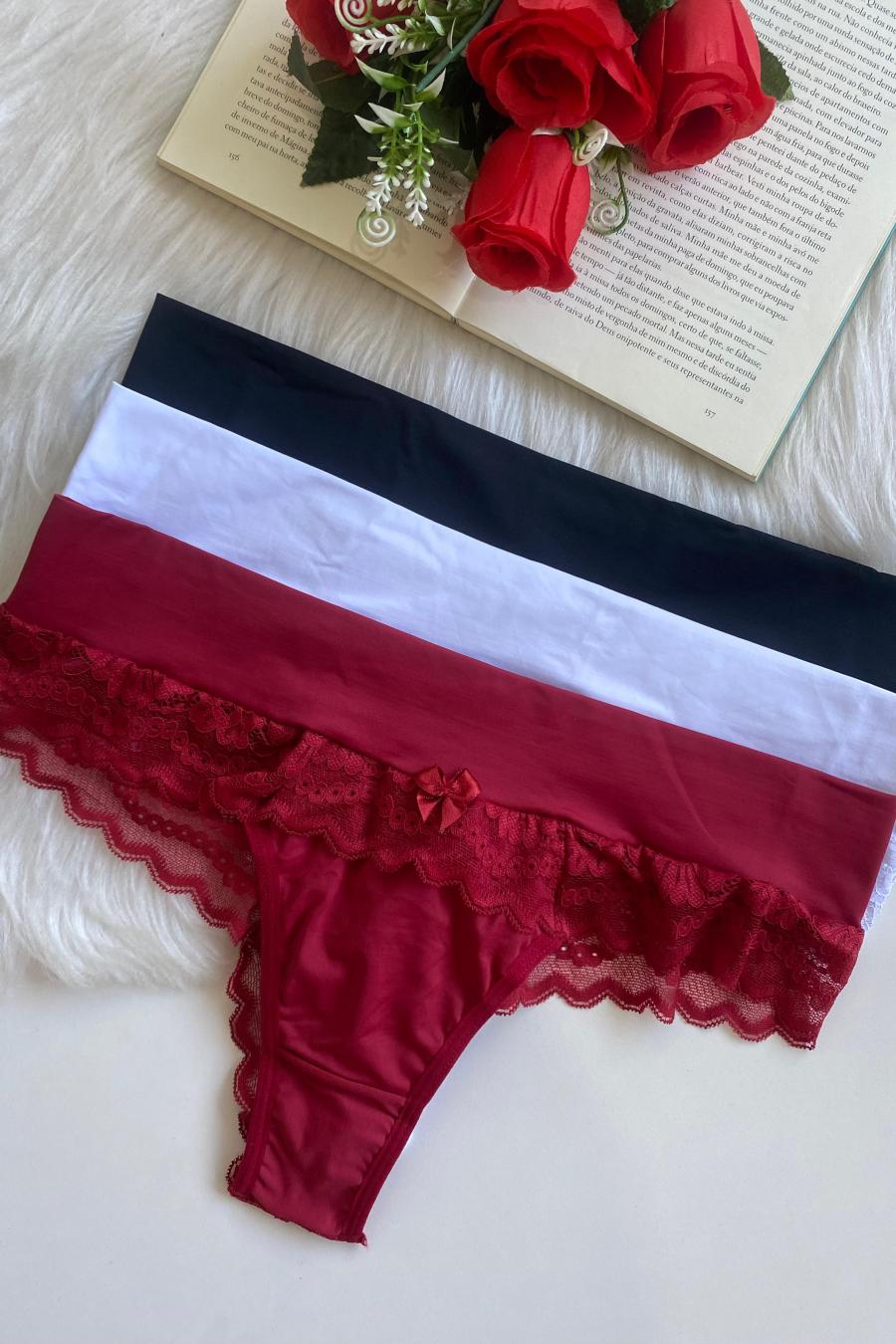 Zivelle Satin Lace Panty – Crimson Rose - Plus Size